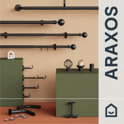 Support tringle à rideau long à percer Araxos métal noir Ø19/28mm GoodHome