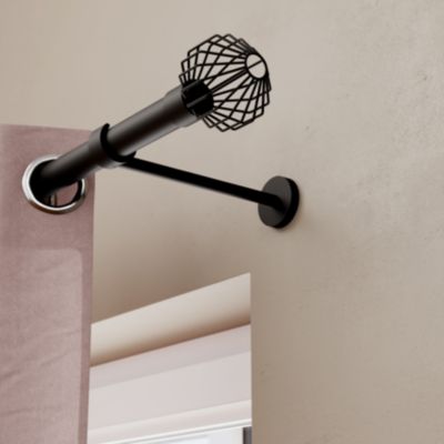 Support tringle à rideau long à percer Araxos métal noir Ø19/28mm GoodHome