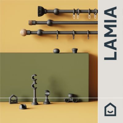 Support tringle à rideau long à percer Lamia bois de hêtre noir Ø28mm GoodHome