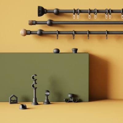 Support tringle à rideau long à percer Lamia bois de hêtre noir Ø28mm GoodHome