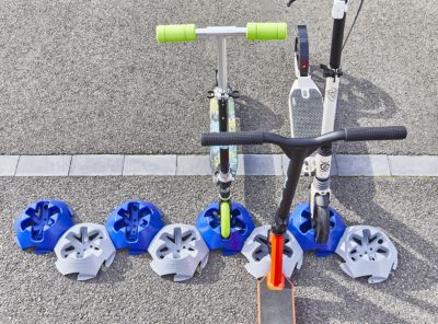 Support trottinette au sol Mottez L. 21 cm gris