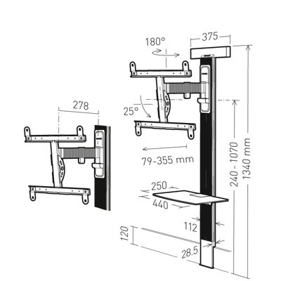 Support TV inclinable et orientable Erard Exostand 400 pour écran 32" à 65"