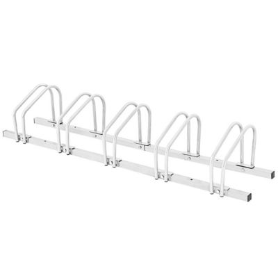 Support à vélos au sol pour 5 vélos en acier argenté