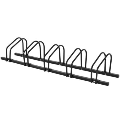 Support à vélos au sol robuste pour 5 vélos en acier noir