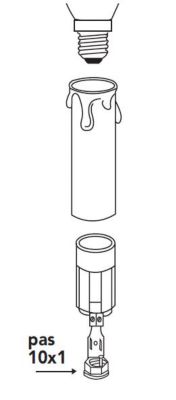 Supports bougies E14 2A 250V 60W femelle pas 10x1 H.65mm