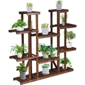 Supports de Pots avec 6 Etageres Etageres de Fleurs en Bois Stockage d etagere de Plantes en Bois a Plusieurs Niveaux