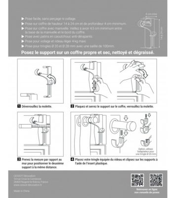 2 Supports De Tringle Sans Perçage Pour Coffre De Volet Roulant
