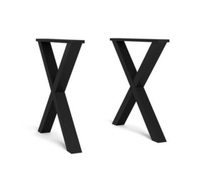 Supports Jeu de 2 Pieds en X en Bois massif laqué noir 72x72cm