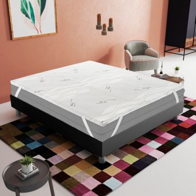 Sur-matelas 140x190 - Mousse à Mémoire De Forme - Epaisseur 5 cm - Revêtement Amovible Silver Fresh