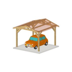 SUR MESURE charpente deux pentes 300 cm x 4 poteaux, bois DOUGLAS Français label PEFC (Carport-Auvent-Abri voiture).