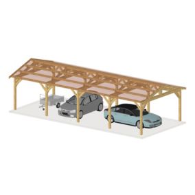 SUR MESURE charpente deux pentes 500 cm x 10 poteaux, bois DOUGLAS Français label PEFC (Carport-Auvent-Abri voiture).