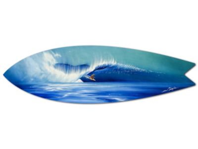 Surfboard déco Funny Waves, Planche de surf décorative, impression sur alu-dibond, déco murale, 100x30 cm