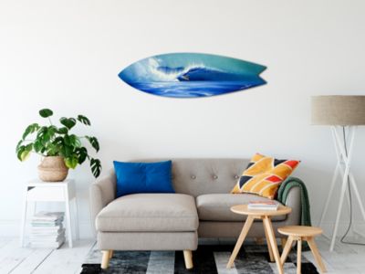 Surfboard déco Funny Waves, Planche de surf décorative, impression sur alu-dibond, déco murale, 100x30 cm