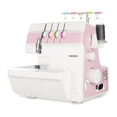 Surjeteuse - MEDION - SO 90 - 91W - Type d'aiguille 11, 14, 16 - 1200 tr/min - LED - Rose
