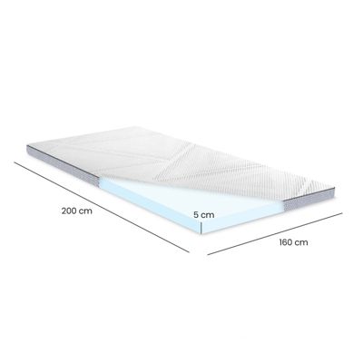Surmatelas 160 x 200 cm mousse mémoire de forme et gel AirFeel™ - LUNA