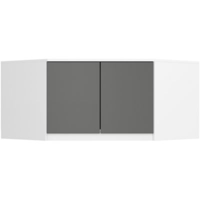 Surmeuble pour armoire AKORD S100 Blanc 100 cm 2 portes façade Gris Graphite 3 étagères 100x50x55 cm
