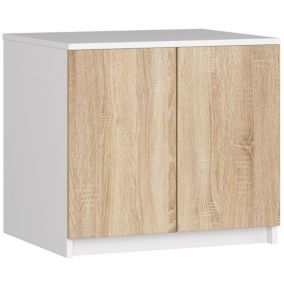 Surmeuble pour armoire AKORD S60 Blanc 60 cm 2 portes façade Chêne Sonoma 2 étagères 60x51x55 cm