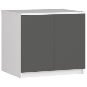 Surmeuble pour armoire AKORD S60 Blanc 60 cm 2 portes façade Gris Graphite 2 étagères 60x51x55 cm