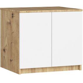 Surmeuble pour armoire AKORD S60 Chêne Artisan 60 cm 2 portes façade Blanche 2 étagères 60x51x55 cm