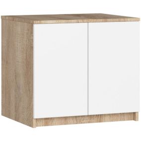 Surmeuble pour armoire AKORD S60 Chêne Sonoma 60 cm 2 portes façade Blanche 2 étagères 60x51x55 cm