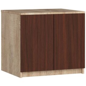 Surmeuble pour armoire AKORD S60 Chêne Sonoma 60 cm 2 portes façade Wengé 2 étagères 60x51x55 cm