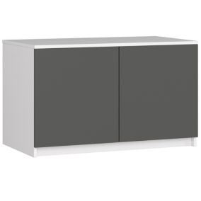 Surmeuble pour armoire AKORD S90 Blanc 90 cm 2 portes façade Gris Graphite 2 étagères 90x51x55 cm