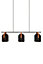 Suspension 3 lampes Hayott noir E27 15W IP20 L.75 x H.120 cm