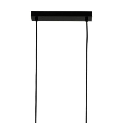 Suspension 4 lampes rectangle noir et effet bois E27 28W L.77 x