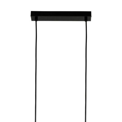 Suspension 4 lampes rectangle noir et effet bois E27 28W L.77 x 110 cm GoodHome Dunlin