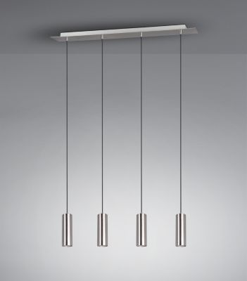 Suspension 4xGU10 max 35W métal nickel mat - Trio - Marley