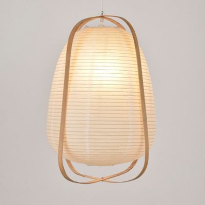 Suspension Akemi IP20 E27 40W H.47 x Ø36 cm papier japonais, bambou, blanc Corep