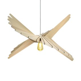 Suspension Albatros bois câble torsadé chanvre E27 60W IP44 Ø80 x H.193cm Atelier Loupiote