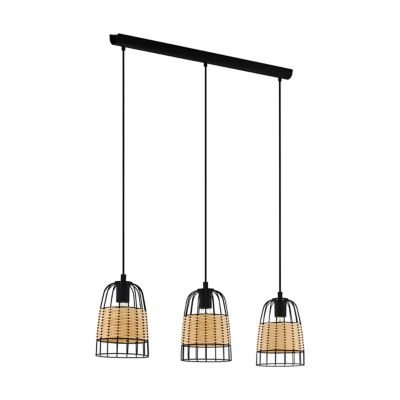 Suspension Anwick 3 lumières E27 IP20 40W rotin noir Castorama