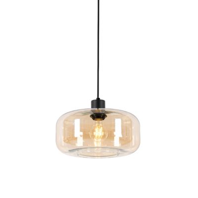 Suspension Art Déco noire avec verre ambre - Bizle