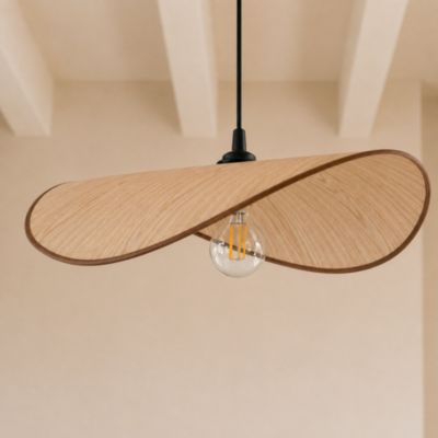 Suspension aspect bois E27 60W Ø 58 cm Exagone Aeria