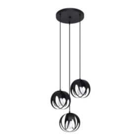 Suspension balle en métal noir 30 x 117 cm