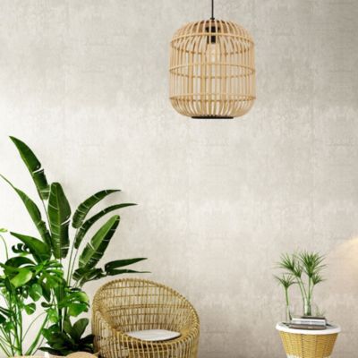Suspension bambou et métal noir E27 28W Ø34 x H.110cm Eglo, Hanoi