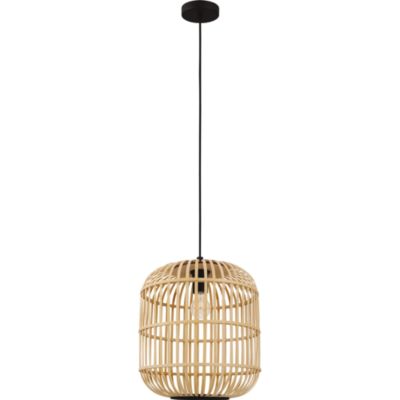 Suspension bambou et métal noir E27 28W Ø34 x H.110cm Eglo, Hanoi