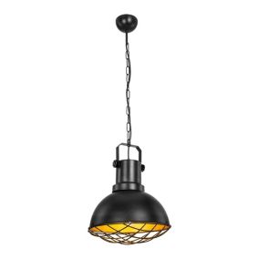 Suspension Bangor en métal 96 cm E27 noir laiton lux.pro