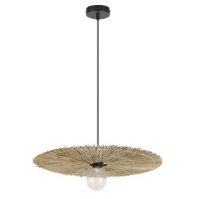 Suspension Bengale E27 60W IP20 ⌀50xH.101cm raphia coloris naturel Corep