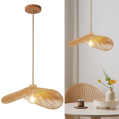 Suspension bohème en corde de chanvre tressée à la main, plafonnier avec ampoule, lumière chaude, diamètre: 40 cm