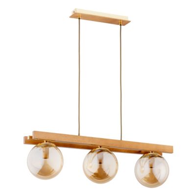 Suspension bois doré 3 abat-jour ambre 3xE14 Megi Alfa