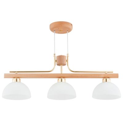 Suspension bois scandinave 3xE27 globes verre LESSI