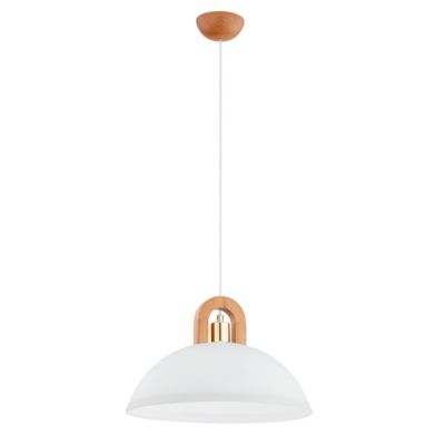 Suspension bois verre blanc or Fi30 E27 15W Migot Alfa