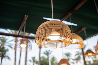 Suspension Bossa LED ⌀35cm 900lm IP54 9W variable blanc chaud à neutre New Garden naturelle
