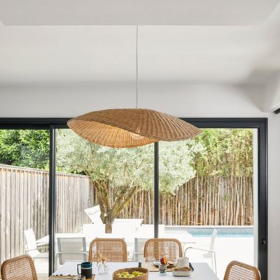 Suspension Calanques XL rotin E27 60W IP20 H.18 x Ø78 cm Corep