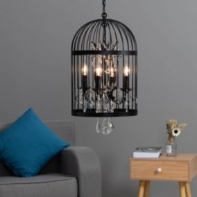 Suspension Chandelier avec Cage Noire - Amary