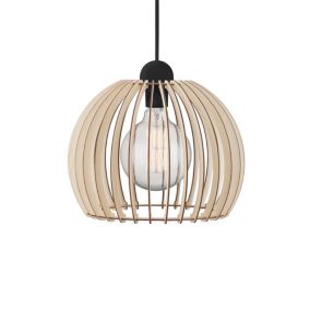 Suspension CHINO 30, Bois, Couleur Nature (marron), E27, H.26, IP20 / NORDLUX Intérieur