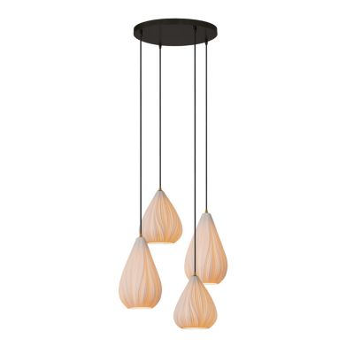 Suspension Cinzia en porcelaine blanc 4 lampes IP20 4 x E27 160W Ø55,5 x 154cm Lucide