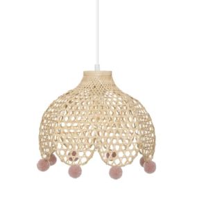 Suspension cloche avec pompons (h 22 cm - Naturel)